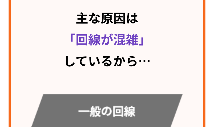 主な原因は
「回線が混雑」
しているから...
一般の回線